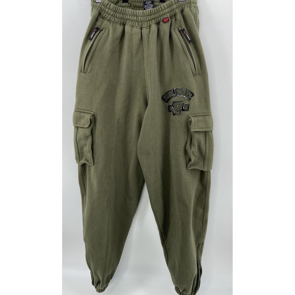 Y2K FUBU Pants Mens Large Green Cargo‎ Joggers Sweats Hip Hop Oversized Vintage
